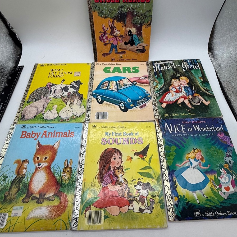 Vintage Little Golden Books Lot of 7 Disney Alice in Wonderland Uncle Remus Cars
